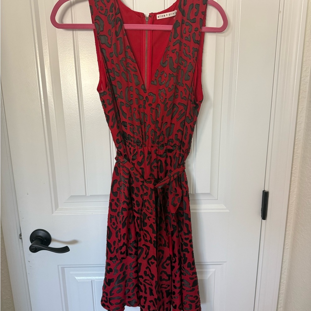 Alice + Olivia Red and Black Backless Dress